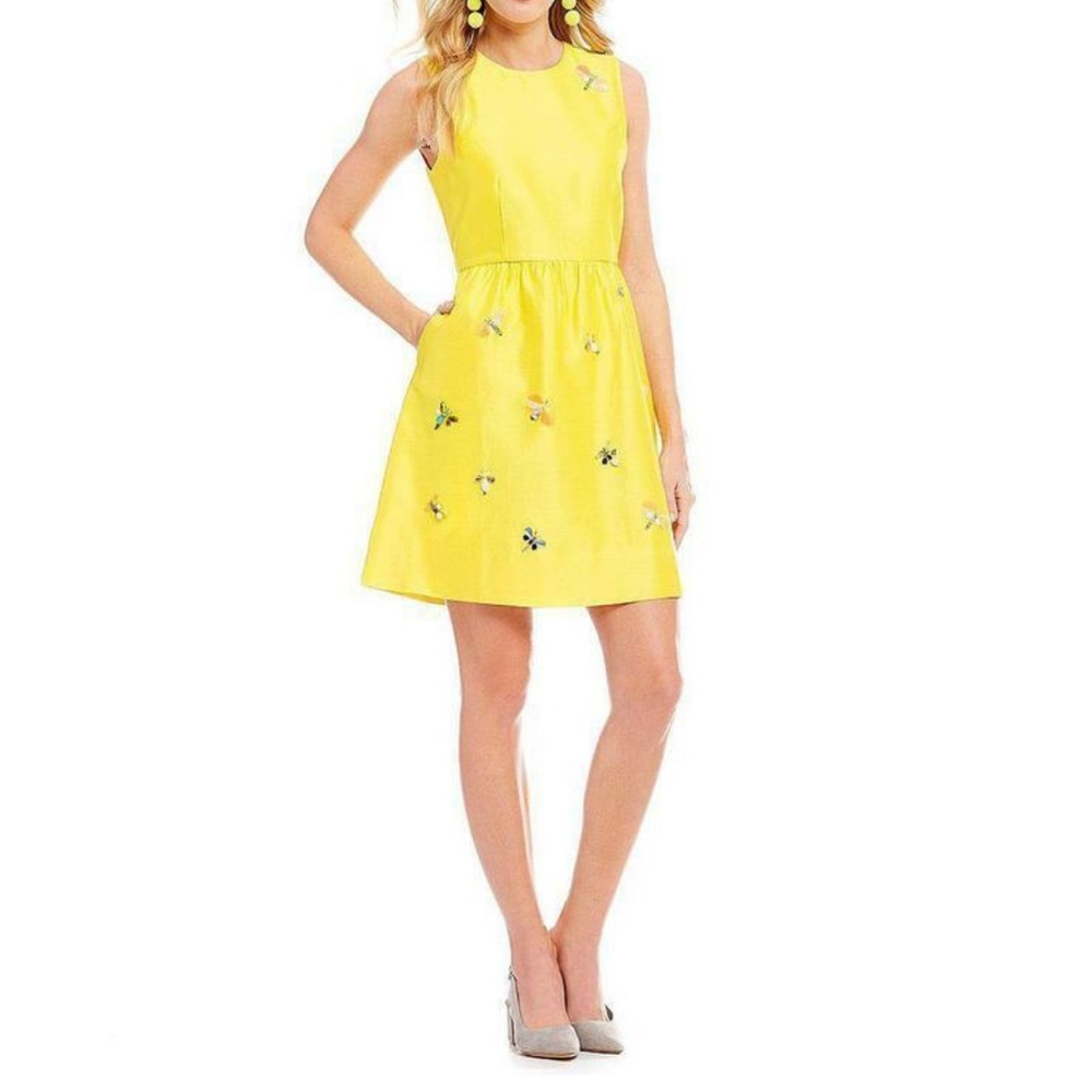 Draper James Collection Embellished Bug Dress, Yellow, US 8
